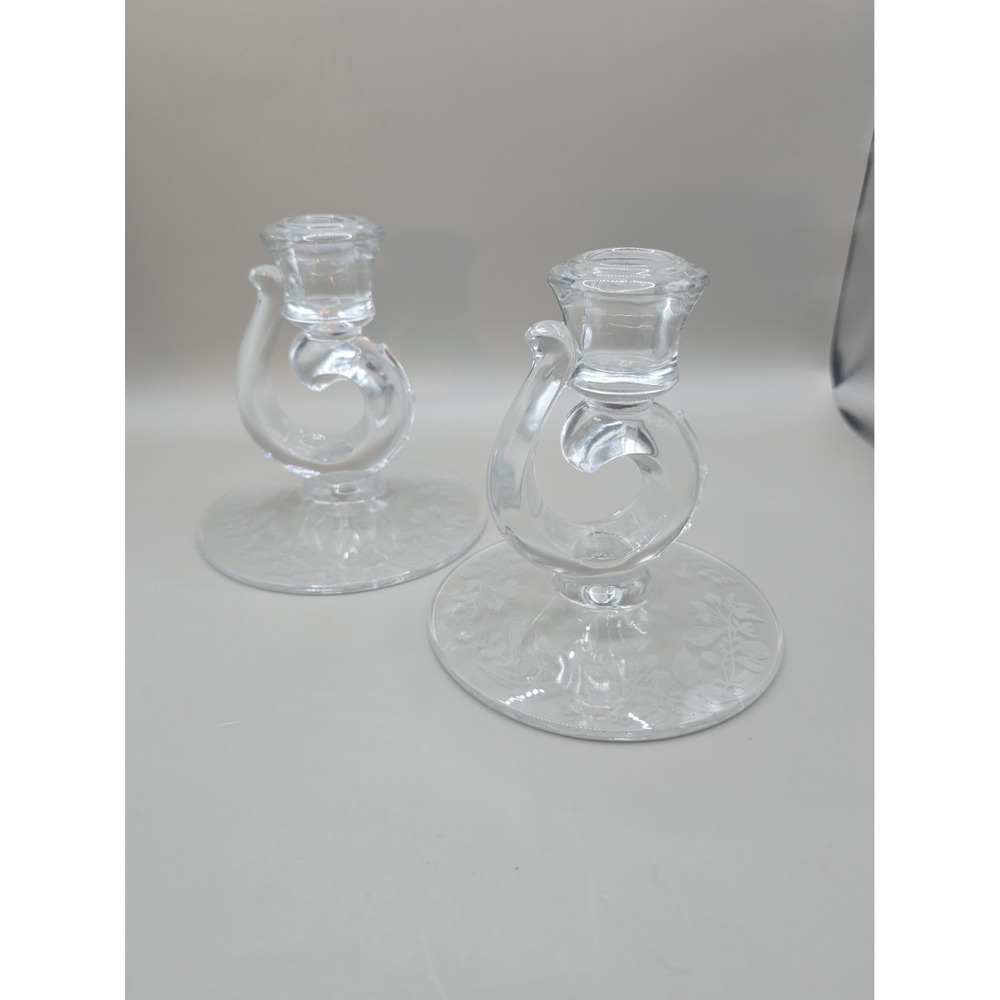 VINTAGE FOSTORIA "HEATHER" 4-1/2" CANDLE STICKS